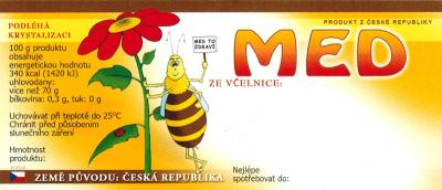 Etiketa na sklenice MED - malovaná včela